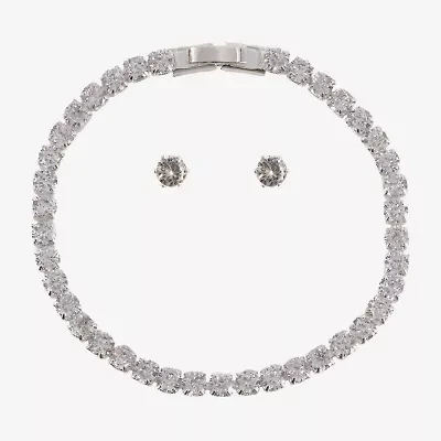 Sparkle Allure Light Up Box Womens Simulated Cubic Zirconia Pure Silver Over Brass Round 2-pc. Jewelry Set