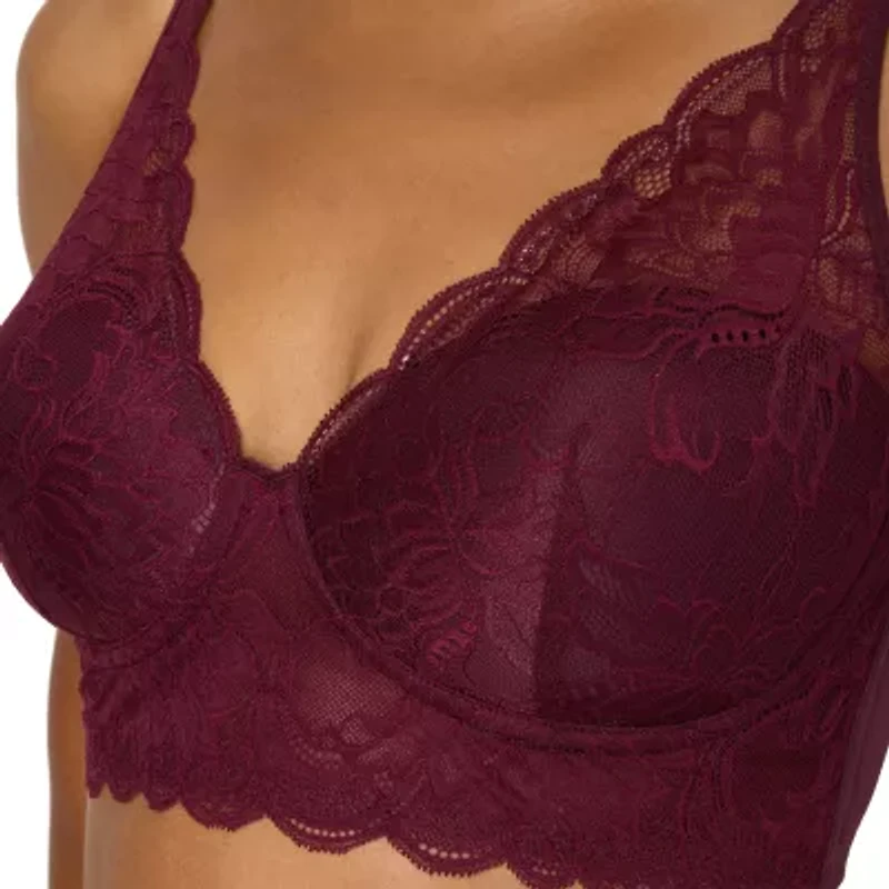 Maidenform Casual Comfort Womens Lace Light Support Longline Wireless Bralette Dm1188