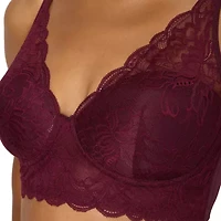 Maidenform Casual Comfort Womens Lace Light Support Longline Wireless Bralette Dm1188