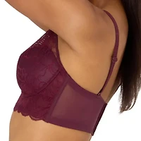 Maidenform Casual Comfort Womens Lace Light Support Longline Wireless Bralette Dm1188