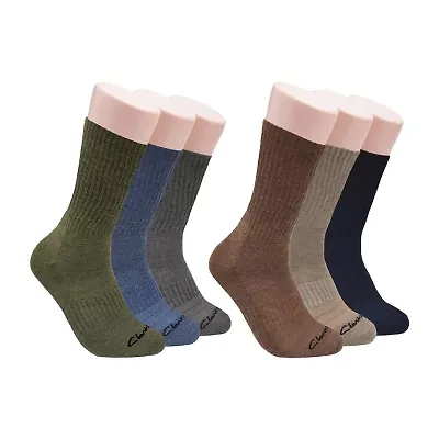 Clarks Mens 6 Pair Crew Socks