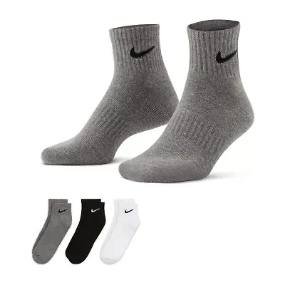 Nike Everyday Cushioned Unisex Adult Multi-Pack 3 Pair Quarter Ankle Socks