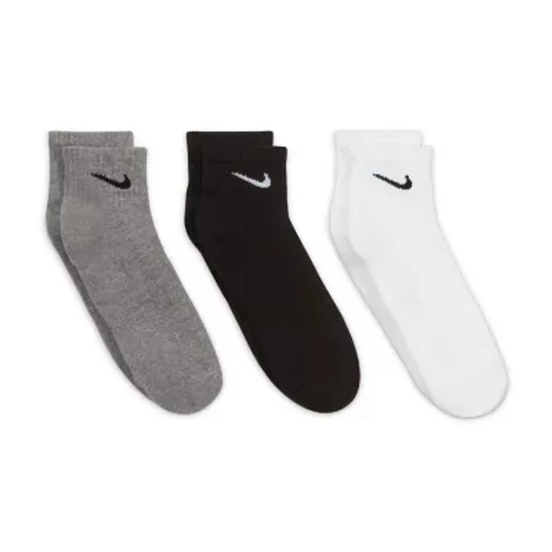 Nike Everyday Cushioned Unisex Adult Multi-Pack 3 Pair Quarter Ankle Socks