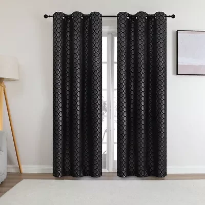 Regal Home Tobias Grommet Top Energy Saving Embossed Blackout Set of 2 Curtain Panel