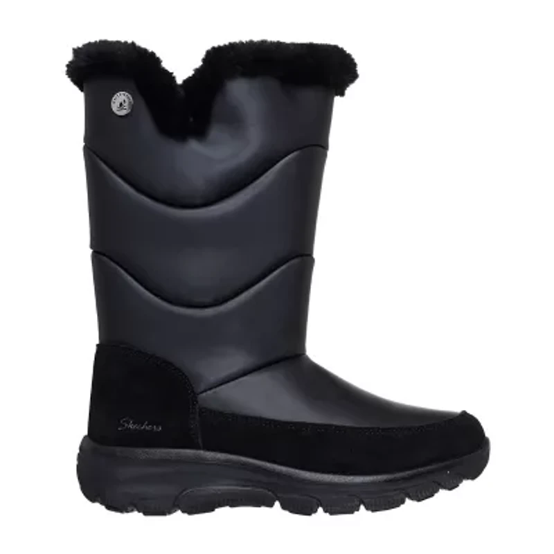 Skechers Womens Easy Going Snow Chillin Waterproof Flat Heel Boots