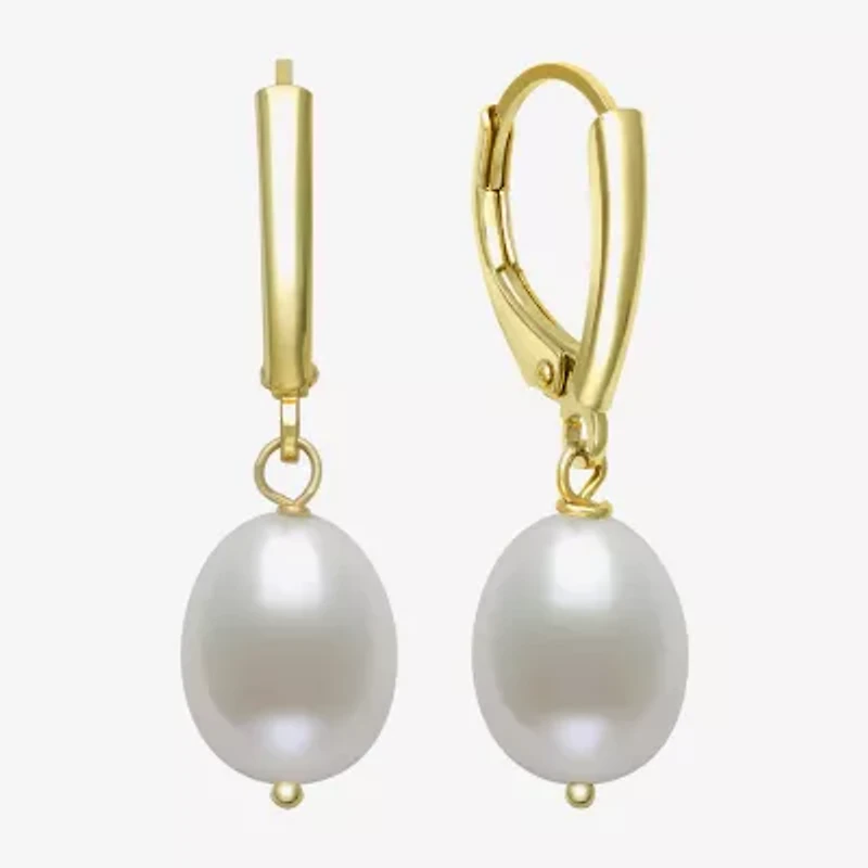 Womens Red Cultured Freshwater Pearl 14K Gold Over Silver Ball Drop Earrings