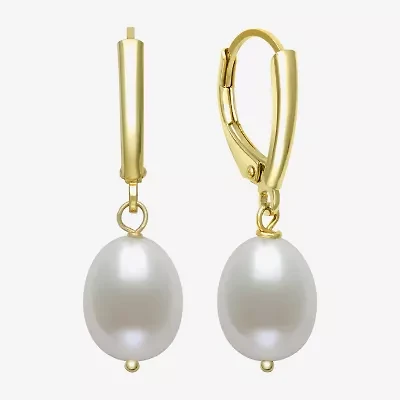 Womens Red Cultured Freshwater Pearl 14K Gold Over Silver Ball Drop Earrings