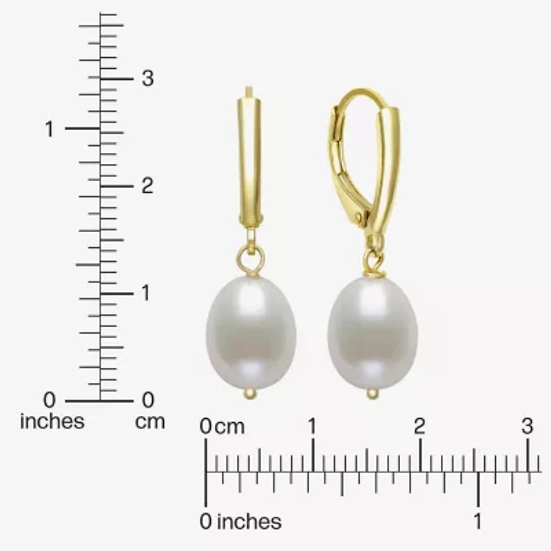 Womens Red Cultured Freshwater Pearl 14K Gold Over Silver Ball Drop Earrings