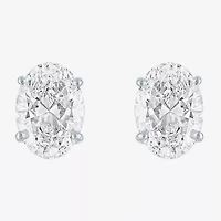Si1-Si2/E-F 1 CT. T.W. Lab Grown White Diamond 10K White Gold 6.5mm Oval Stud Earrings