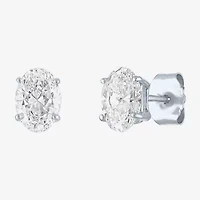 Si1-Si2/E-F 1 CT. T.W. Lab Grown White Diamond 10K White Gold 6.5mm Oval Stud Earrings