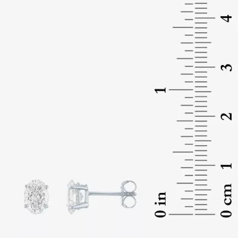 Si1-Si2/E-F 1 CT. T.W. Lab Grown White Diamond 10K White Gold 6.5mm Oval Stud Earrings