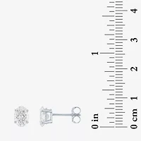 Si1-Si2/E-F 1 CT. T.W. Lab Grown White Diamond 10K White Gold 6.5mm Oval Stud Earrings