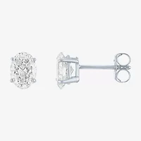 Si1-Si2/E-F 1 CT. T.W. Lab Grown White Diamond 10K White Gold 6.5mm Oval Stud Earrings