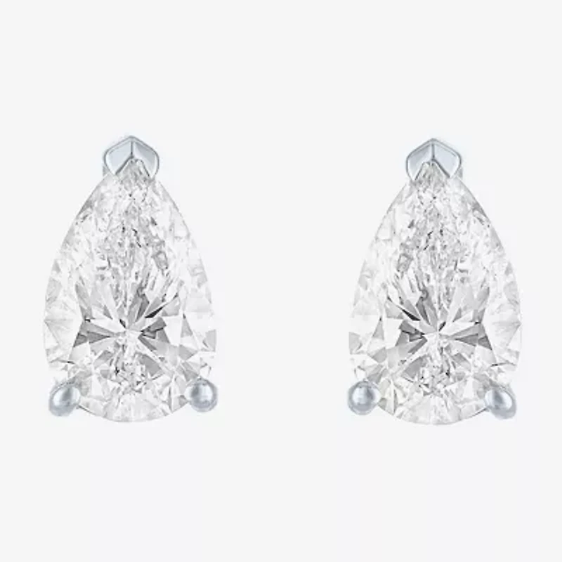 Si1-Si2/E-F 1 CT. T.W. Lab Grown White Diamond 10K White Gold 7.3mm Pear Stud Earrings