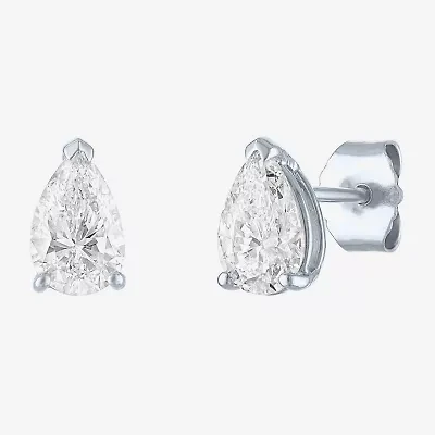 Si1-Si2/E-F 1 CT. T.W. Lab Grown White Diamond 10K White Gold 7.3mm Pear Stud Earrings
