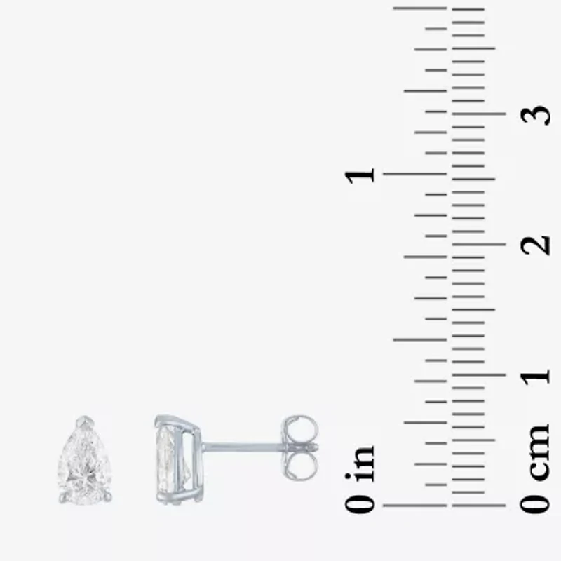 Si1-Si2/E-F 1 CT. T.W. Lab Grown White Diamond 10K White Gold 7.3mm Pear Stud Earrings