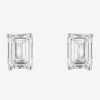( E-F/Si1-Si2 ) 1 CT. T.W. Lab-Grown Diamond 10K Gold 5.9mm Emerald Stud Earrings