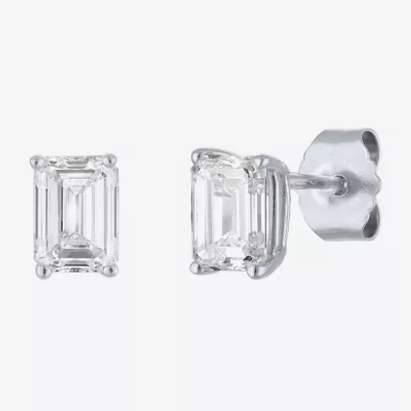 (Ef/Si1-Si2) 1 CT. T.W. Lab Grown White Diamond 10K White Gold 5.9mm Stud Earrings