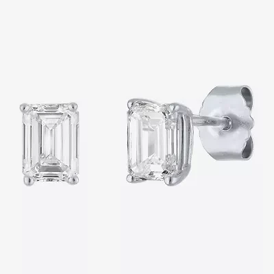 (Ef/Si1-Si2) 1 CT. T.W. Lab Grown White Diamond 10K White Gold 5.9mm Stud Earrings