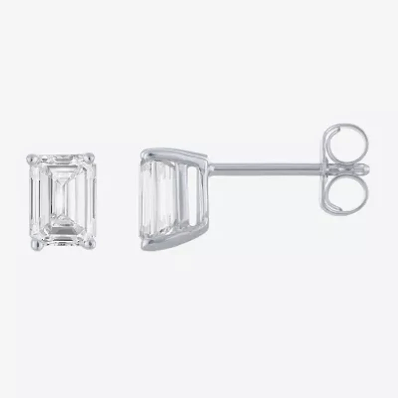 (Ef/Si1-Si2) 1 CT. T.W. Lab Grown White Diamond 10K White Gold 5.9mm Stud Earrings