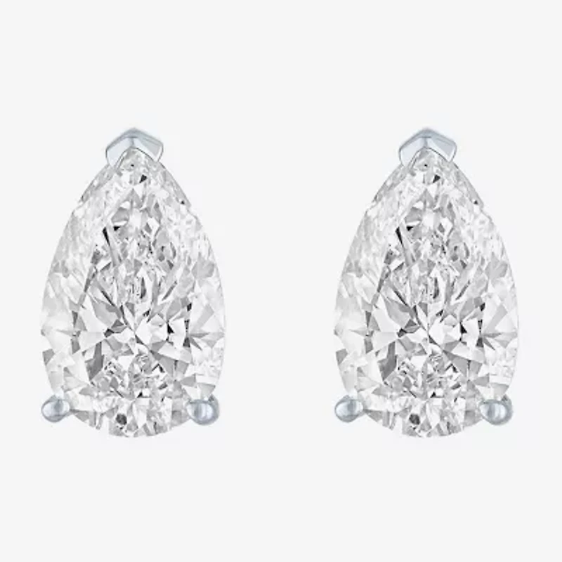 Si1-Si2/E-F 2 CT. T.W. Lab Grown White Diamond 14K White Gold 8.8mm Pear Stud Earrings