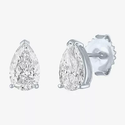 Si1-Si2/E-F 2 CT. T.W. Lab Grown White Diamond 14K White Gold 8.8mm Pear Stud Earrings