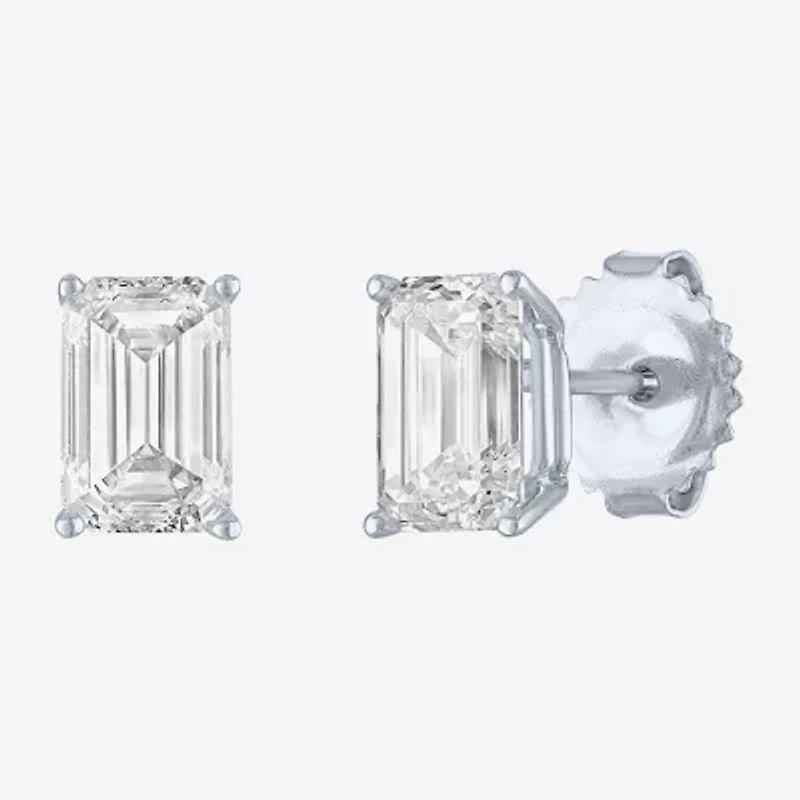 (Ef/Si1-Si2) 2 CT. T.W. Lab Grown White Diamond 14K White Gold 7.3mm Stud Earrings