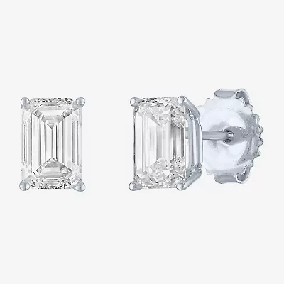 (Ef/Si1-Si2) 2 CT. T.W. Lab Grown White Diamond 14K White Gold 7.3mm Stud Earrings