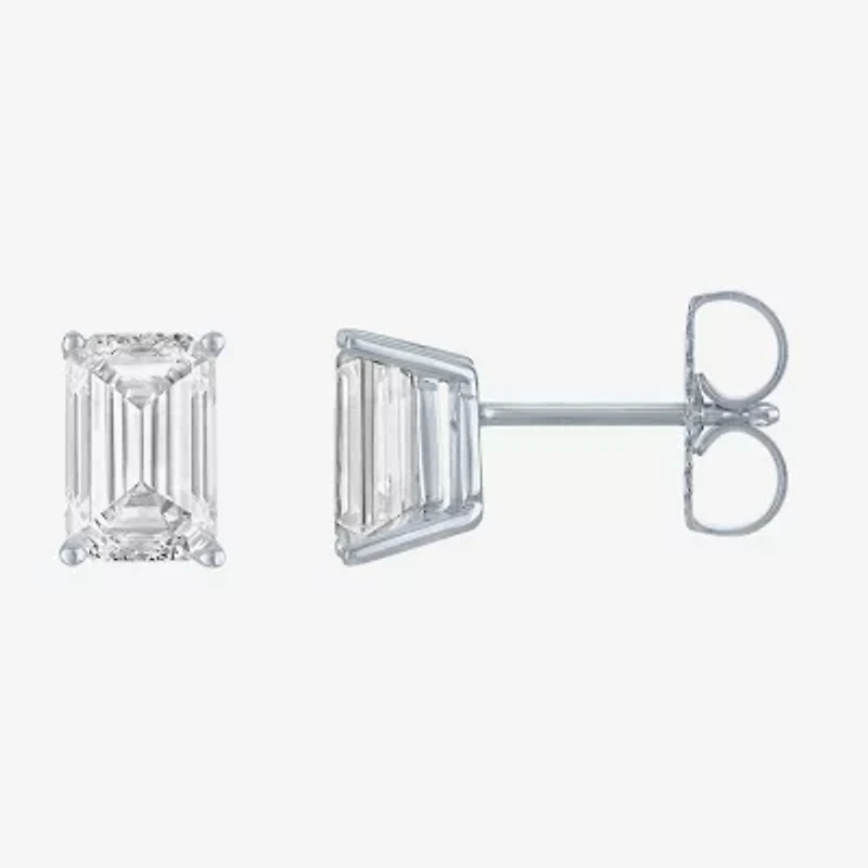 (Ef/Si1-Si2) 2 CT. T.W. Lab Grown White Diamond 14K White Gold 7.3mm Stud Earrings
