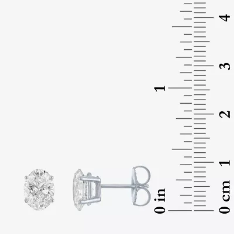 Si1-Si2/E-F 2 CT. T.W. Lab Grown White Diamond 14K White Gold 8mm Oval Stud Earrings