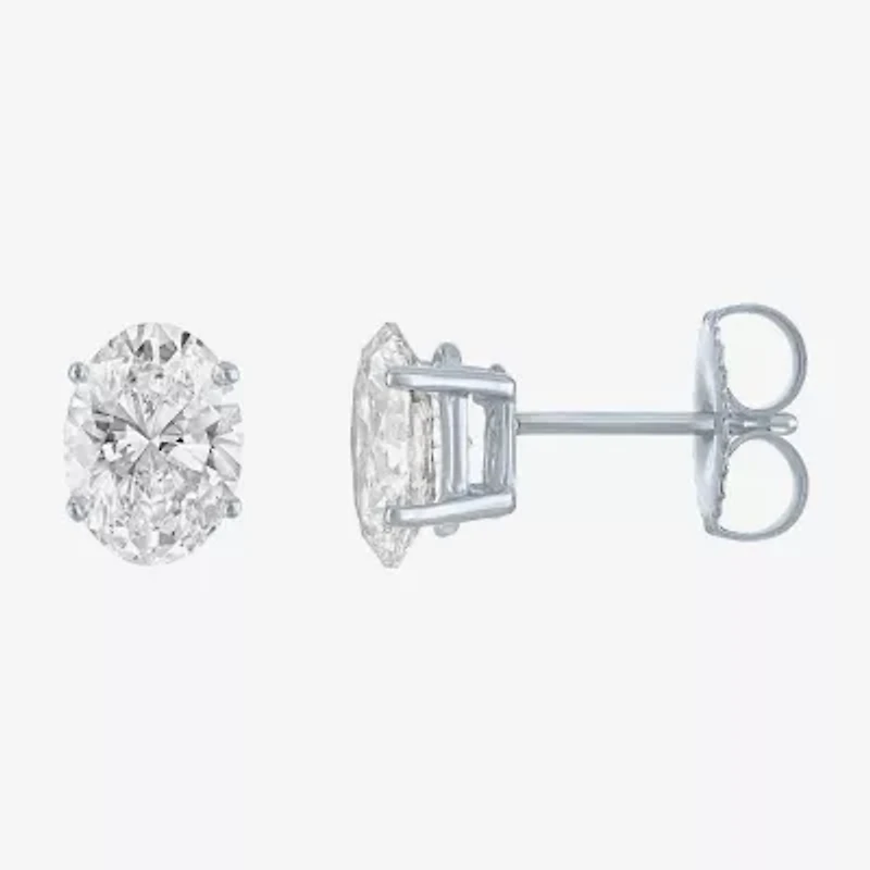 Si1-Si2/E-F 2 CT. T.W. Lab Grown White Diamond 14K White Gold 8mm Oval Stud Earrings
