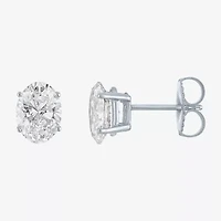 Si1-Si2/E-F 2 CT. T.W. Lab Grown White Diamond 14K White Gold 8mm Oval Stud Earrings