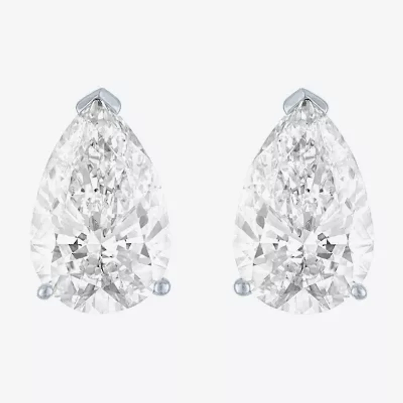 Si1-Si2/E-F 4 CT. T.W. Lab Grown White Diamond 14K White Gold 11.4mm Pear Stud Earrings