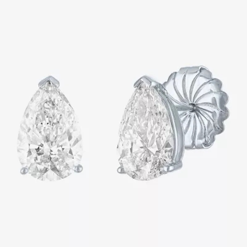 Si1-Si2/E-F 4 CT. T.W. Lab Grown White Diamond 14K White Gold 11.4mm Pear Stud Earrings