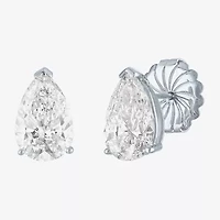 Si1-Si2/E-F 4 CT. T.W. Lab Grown White Diamond 14K White Gold 11.4mm Pear Stud Earrings