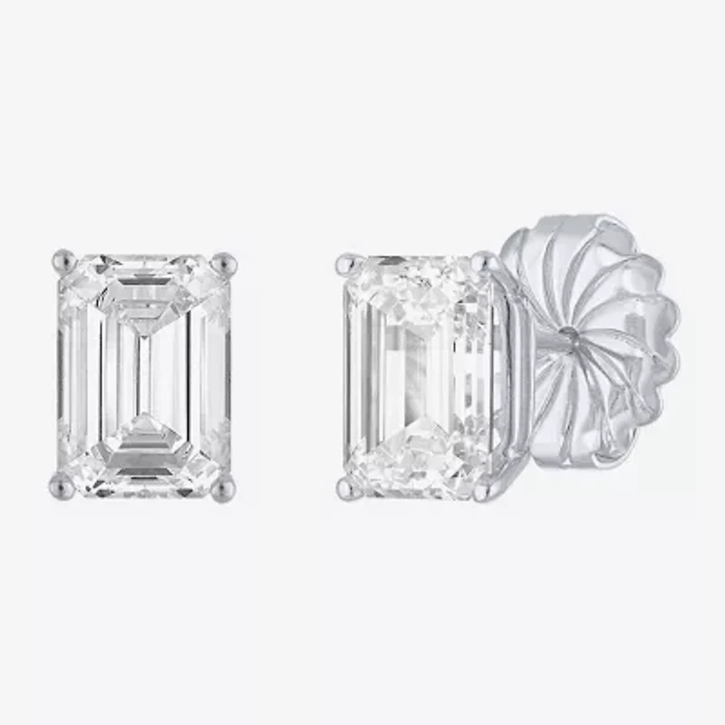 Si1-Si2/E-F 4 CT. T.W. Lab Grown White Diamond 14K White Gold 9mm Stud Earrings