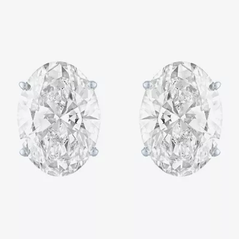 (Ef / Si1 Si2) 4 CT. T.W. Lab Grown White Diamond 14K White Gold 9.8mm Oval Stud Earrings