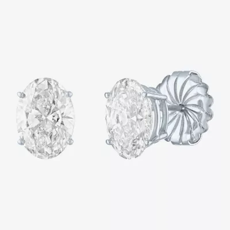 (Ef / Si1 Si2) 4 CT. T.W. Lab Grown White Diamond 14K White Gold 9.8mm Oval Stud Earrings