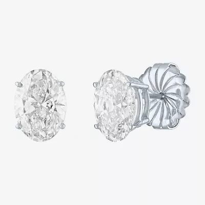 (Ef / Si1 Si2) 4 CT. T.W. Lab Grown White Diamond 14K White Gold 9.8mm Oval Stud Earrings