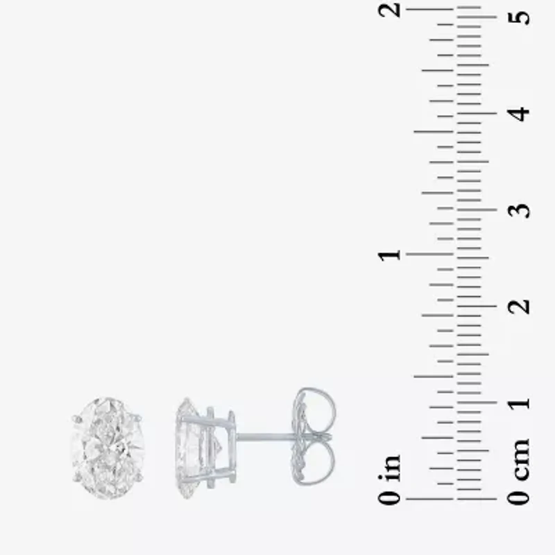 (Ef / Si1 Si2) 4 CT. T.W. Lab Grown White Diamond 14K White Gold 9.8mm Oval Stud Earrings