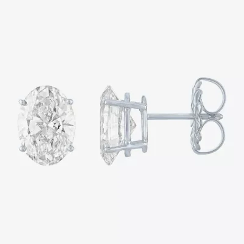 (Ef / Si1 Si2) 4 CT. T.W. Lab Grown White Diamond 14K White Gold 9.8mm Oval Stud Earrings