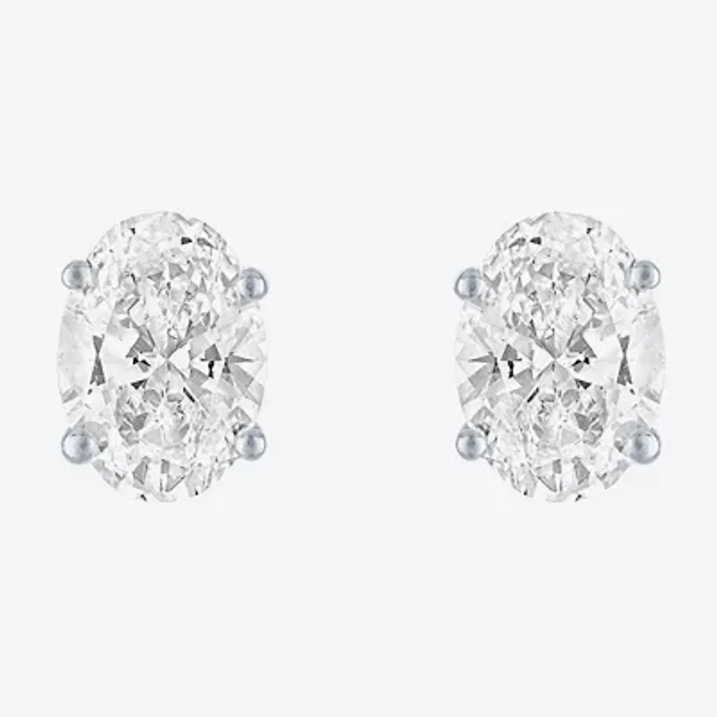 Si1-Si2/E-F 1/2 CT. T.W. Lab Grown White Diamond 10K White Gold 5.1mm Oval Stud Earrings