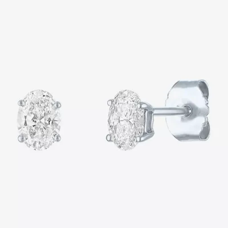 Si1-Si2/E-F 1/2 CT. T.W. Lab Grown White Diamond 10K White Gold 5.1mm Oval Stud Earrings