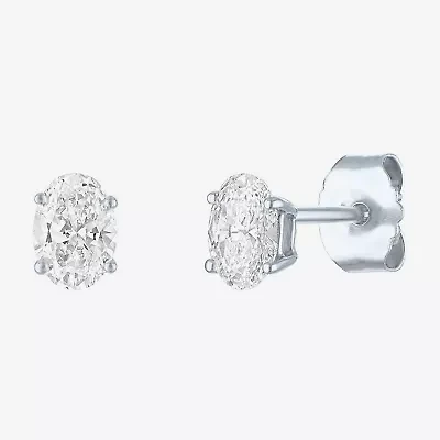 Si1-Si2/E-F 1/2 CT. T.W. Lab Grown White Diamond 10K White Gold 5.1mm Oval Stud Earrings