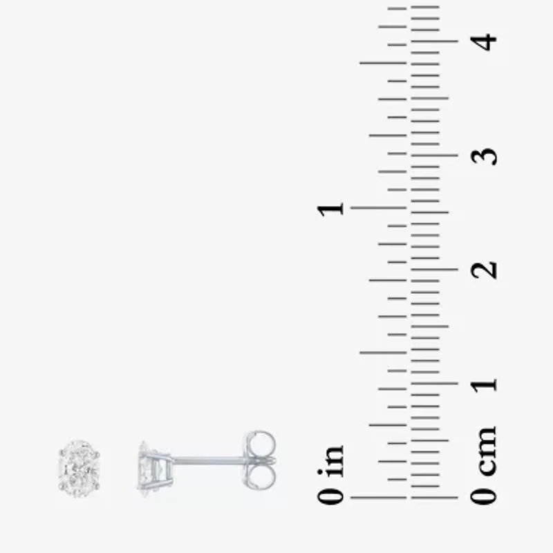 Si1-Si2/E-F 1/2 CT. T.W. Lab Grown White Diamond 10K White Gold 5.1mm Oval Stud Earrings