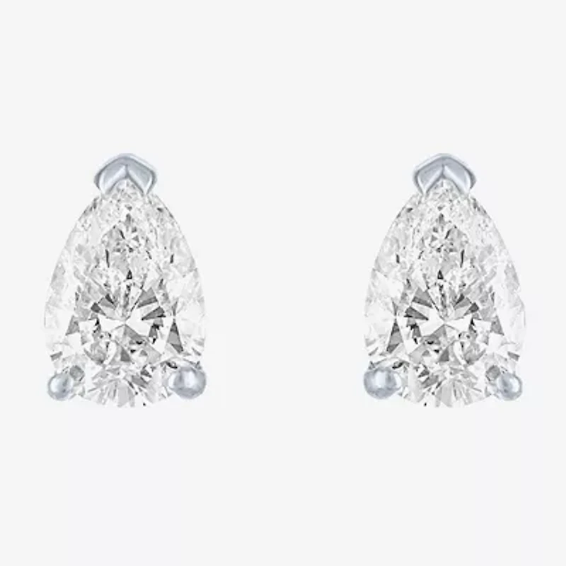 Si1-Si2/E-F 1/2 CT. T.W. Lab Grown White Diamond 10K White Gold 5.4mm Pear Stud Earrings