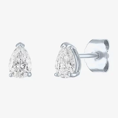 Si1-Si2/E-F 1/2 CT. T.W. Lab Grown White Diamond 10K White Gold 5.4mm Pear Stud Earrings