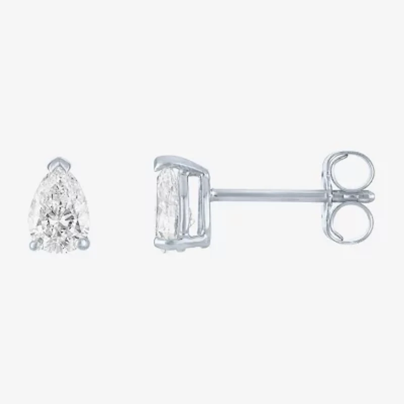 Si1-Si2/E-F 1/2 CT. T.W. Lab Grown White Diamond 10K White Gold 5.4mm Pear Stud Earrings