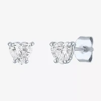 Si1-Si2/E-F 1/2 CT. T.W. Lab Grown White Diamond 10K White Gold 5.1mm Heart Stud Earrings