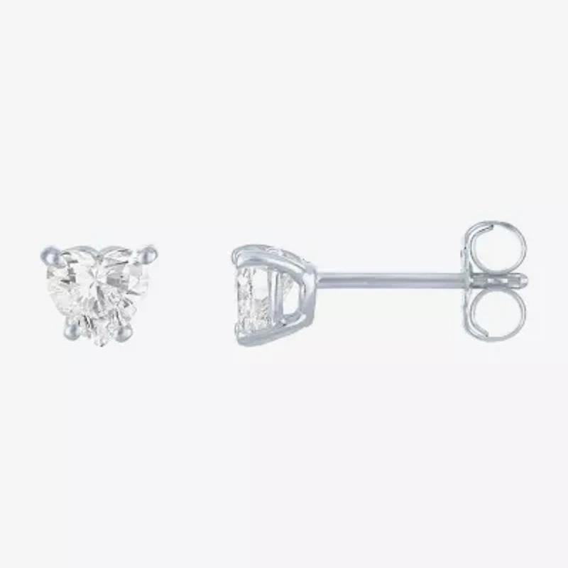 ( E-F/Si1-Si2) 1/2 CT. T.W. Lab-Grown Diamond 10K Gold 5.1mm Heart Stud Earrings